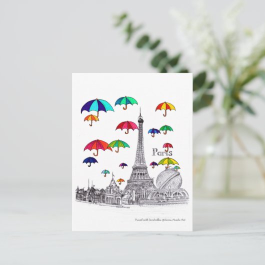 Reizen met paraplu's briefkaart (Staand voorkant)