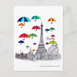 Reizen met paraplu's briefkaart