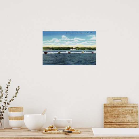 Reizen met snelboot op het meer poster (Keuken)