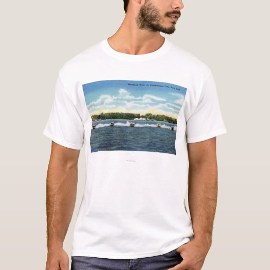 Reizen met snelboot op het meer t-shirt (Voorkant)