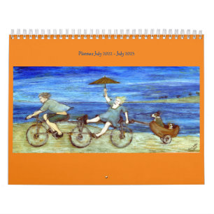 Reizen met tandem-fietsenbord kalender