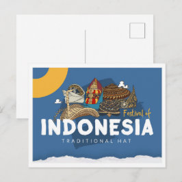 Reizen met traditionele Indonesische hoed Briefkaart