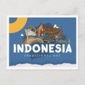 Reizen met traditionele Indonesische hoed Briefkaart (Voorkant)