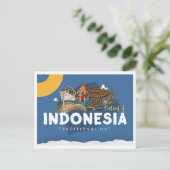 Reizen met traditionele Indonesische hoed Briefkaart (Staand voorkant)