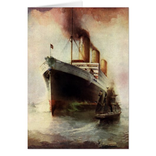 Reizen met vintage transport cruiseschip op zee (Voorkant)