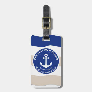 Reizen met Vintage Yacht Club Navy Anker Familie B Bagagelabel