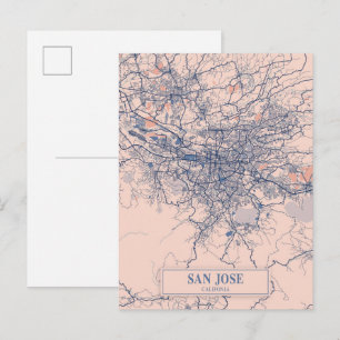 Reizen met winderige stadsplattegrond van San Jose Briefkaart