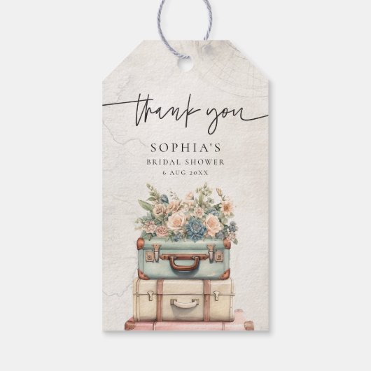 Reizen Miss naar Mrs  Floral Vrijgezellenfeest Cadeaulabel (Achterkant)