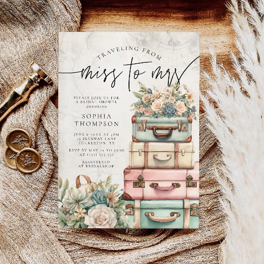 Reizen Miss naar Mrs  Floral Vrijgezellenfeest Kaart