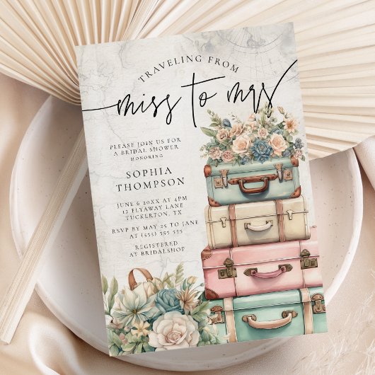 Reizen Miss naar Mrs  Floral Vrijgezellenfeest Kaart