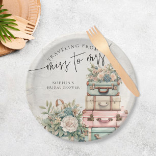 Reizen Miss naar Mrs  Floral Vrijgezellenfeest Papieren Bordje