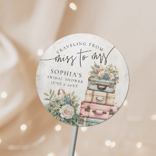 Reizen Miss naar Mrs  Floral Vrijgezellenfeest Ronde Sticker