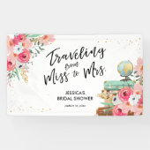 Reizen Miss naar Mrs Pink Floral Vrijgezellenfeest Spandoek (Horizontaal)