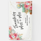 Reizen Miss naar Mrs Pink Floral Vrijgezellenfeest Spandoek (Verticaal)