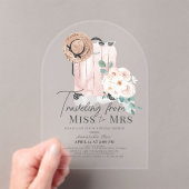 Reizen Miss naar Mrs Pink Suitcase Vrijgezellenfee Acryl Uitnodigingen (Insitu (Draagbaar))