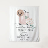 Reizen Miss naar Mrs Pink Suitcase Vrijgezellenfee Wandkleed (Voorkant)