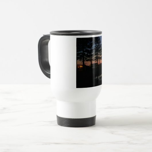 Reizen mok w handvat zonsondergang foto dennen oos (Voorkant links)