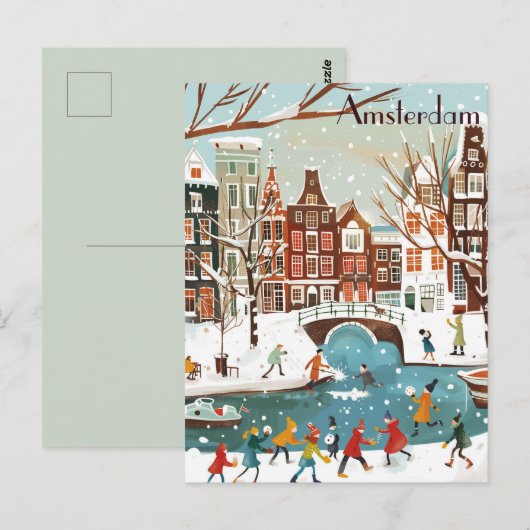 Reizen naar Amsterdam in de winter Briefkaart (Voorkant / Achterkant)