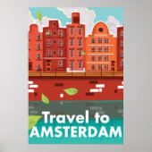 Reizen naar Amsterdam vintage poster (Voorkant)