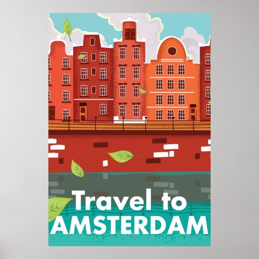 Reizen naar Amsterdam vintage poster (Voorkant)