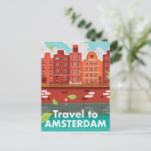 Reizen naar Amsterdam vintage poster Briefkaart (Staand voorkant)