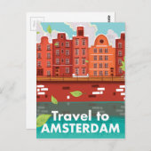 Reizen naar Amsterdam vintage poster Briefkaart (Voorkant / Achterkant)