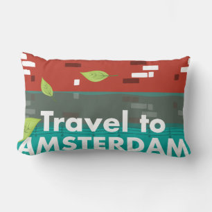 Reizen naar Amsterdam vintage poster Kussen