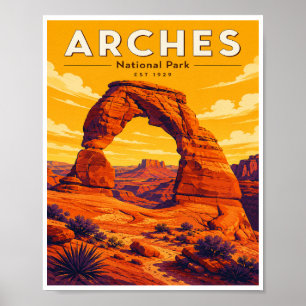 Reizen naar Arches National Park in vintage stijl Poster