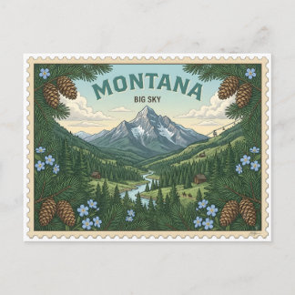 Reizen naar Big Sky Montana Bergresort in oude sti Briefkaart
