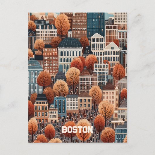 Reizen naar Boston Massachusetts Briefkaart (Voorkant)