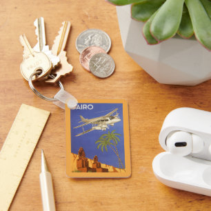 Reizen naar Caïro, Egypte, tweedekker vliegtuig Sleutelhanger