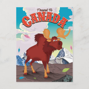 Reizen naar Canada vintage cartoonaffiche Briefkaart