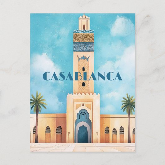 Reizen naar Casablanca Marokko Briefkaart (Voorkant)