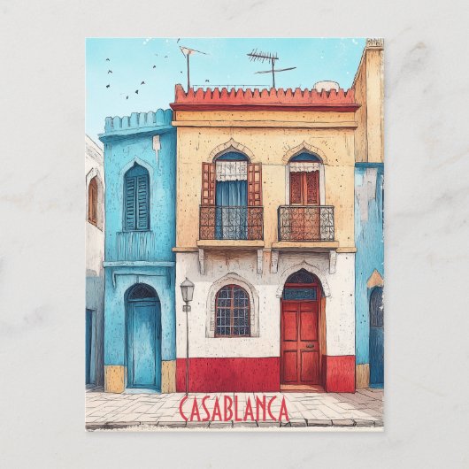 Reizen naar Casablanca Marokko Briefkaart (Voorkant)