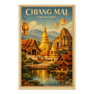 Reizen naar Chiang Mai stad in noordelijk Thailand Perfect Poster