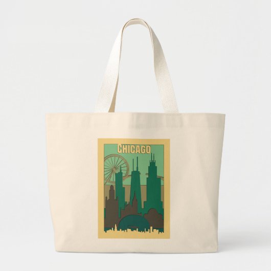 Reizen naar Chicago Grote Tote Bag (Voorkant)