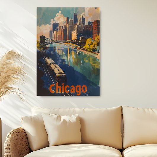 Reizen naar Chicago in oude stijl Poster