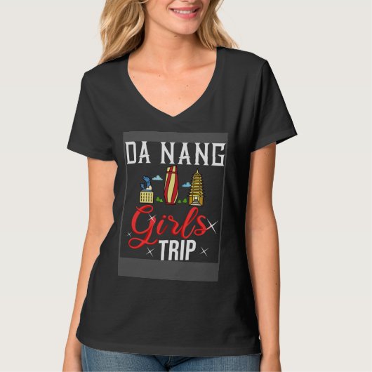 Reizen naar Da Nang Stad Vietnam Skyline Kaart T-shirt (Voorkant)