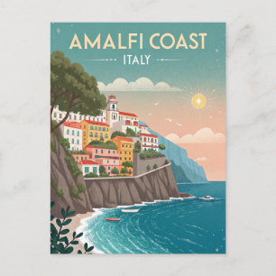 Reizen naar de Amalfi-kust in vintage stijl Briefkaart