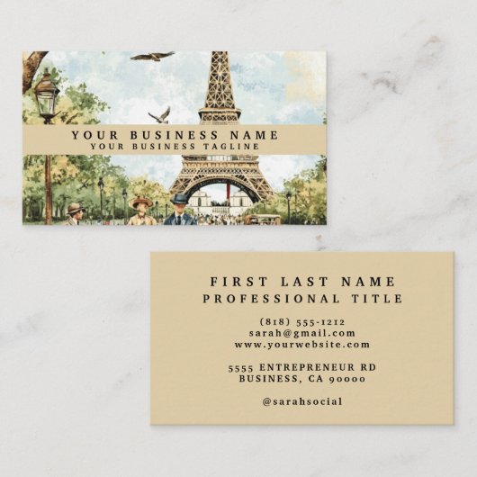 Reizen naar de Eiffeltoren Visitekaartje (Voorkant / Achterkant)