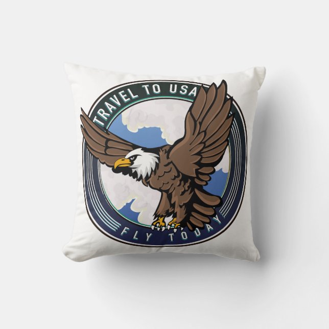 Reizen naar de VS Vlieg vandaag logo Kussen (Voorkant)