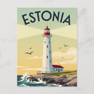 Reizen naar de vuurtorens van Estland in vintage s Briefkaart