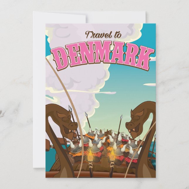 Reizen naar Denemarken Cartoon Viking-reisposter (Voorkant)