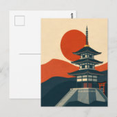 Reizen naar een Japanse tempel pagode Briefkaart (Voorkant / Achterkant)
