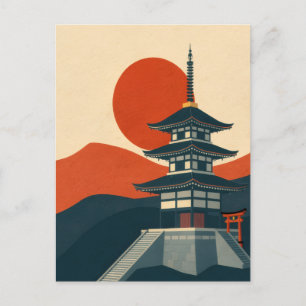 Reizen naar een Japanse tempel pagode Briefkaart