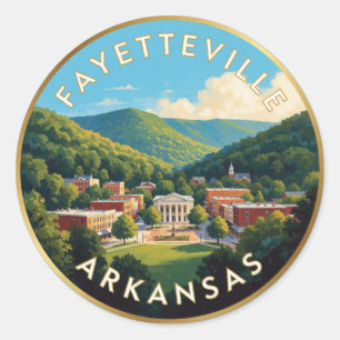 Reizen naar Fayetteville Arkansas Downtown Ronde Sticker