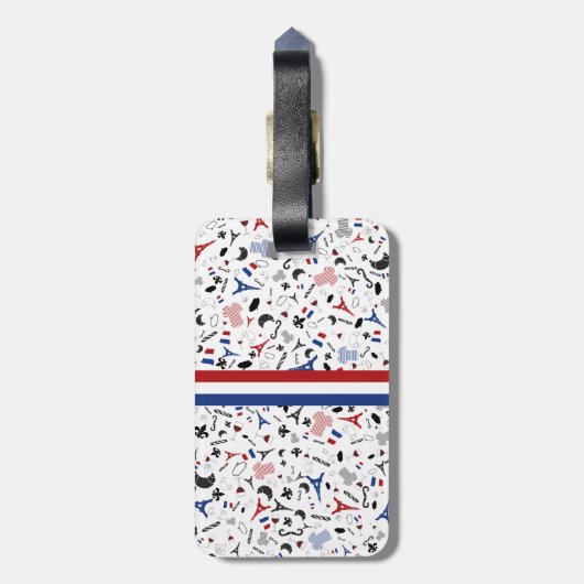 Reizen naar Frankrijk, franse pictogrammen met vla Bagagelabel (Achterkant verticaal)