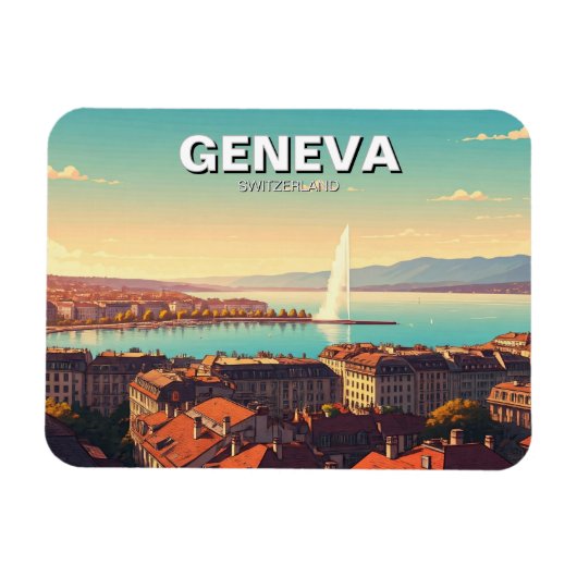 Reizen naar Genève Zwitserland Magneet (Horizontaal)