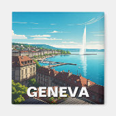 Reizen naar Genève Zwitserland Magneet (Voorkant)