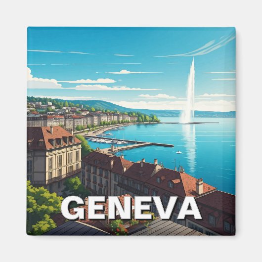 Reizen naar Genève Zwitserland Magneet (Voorkant)